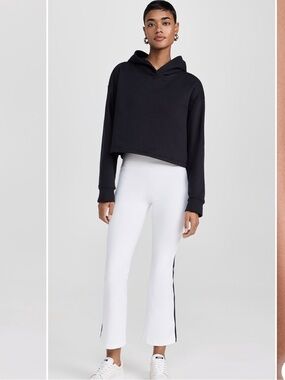 Splits59 Raquel High-Waisted Crop Leggings with Navy Side Stripe